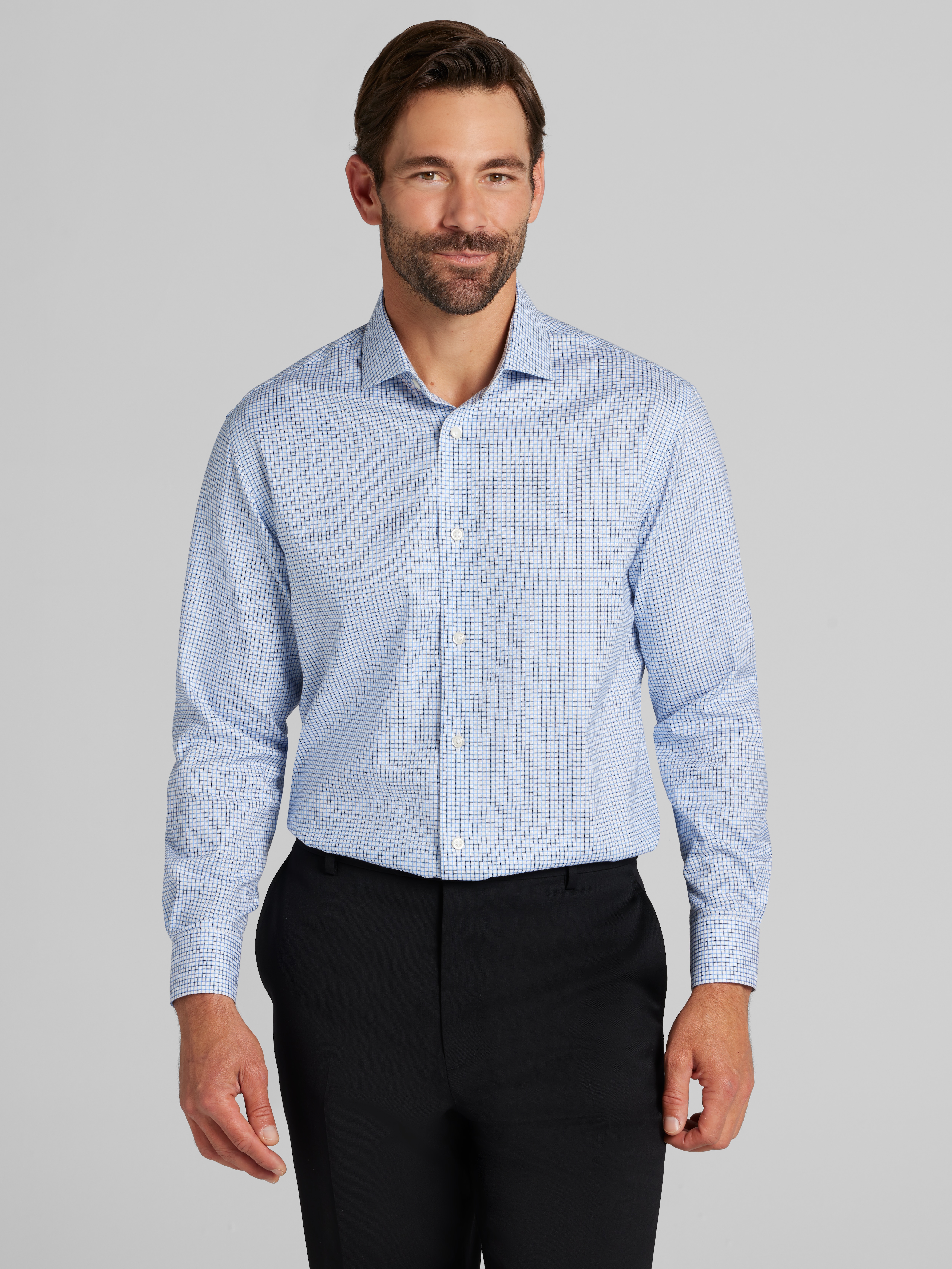 Slim Fit Check Dress Shirt | Blue - Size: 19 34/35