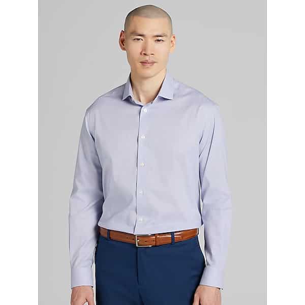 Pronto Uomo Big & Tall Men's Classic Fit Mini Grid Dress Shirt Purple - Size: 22 34/35 - Only Available at Men's Wearhouse TMW58BV20527