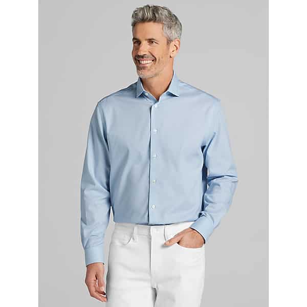 Pronto Uomo Big & Tall Men's Classic Fit Mini Grid Dress Shirt Teal - Size: 18 32/33 - Only Available at Men's Wearhouse TMW58BV80332