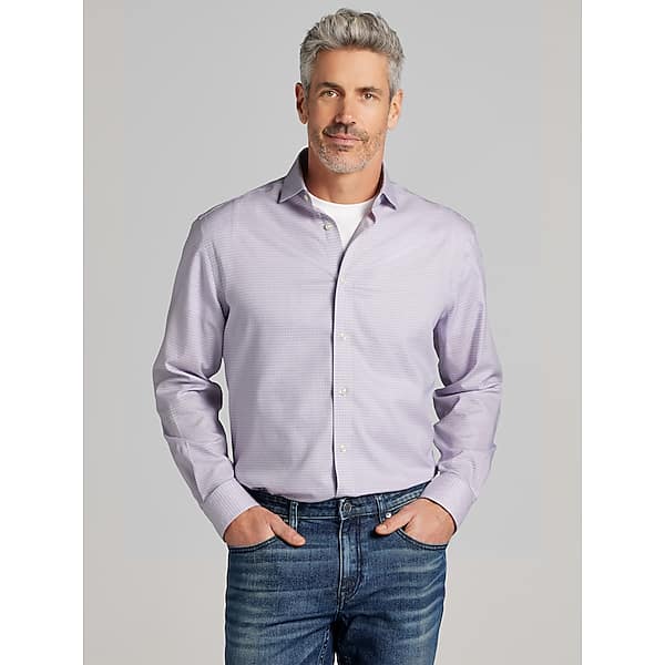 Pronto Uomo Men's Classic Fit Houndstooth Dress Shirt Pink - Size: 17 36/37 - Only Available at Men's Wearhouse TMW58BX70714