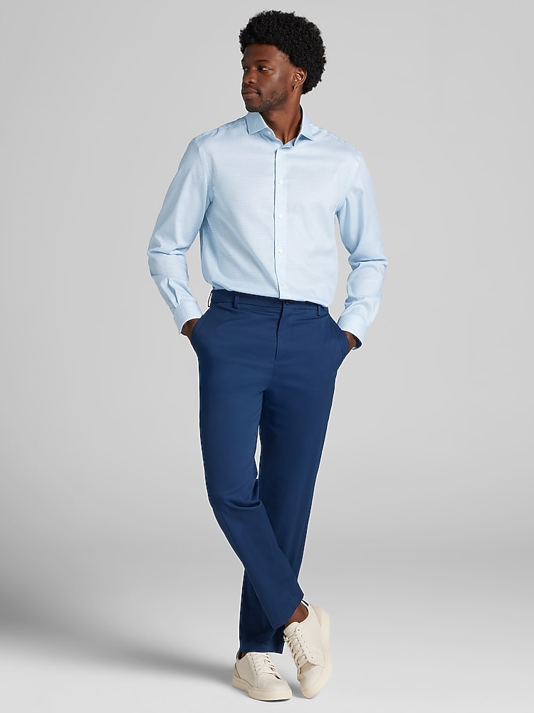 Pronto Uomo Classic Fit Houndstooth Dress Shirt, Teal - Blue | Men's  Wearhouse