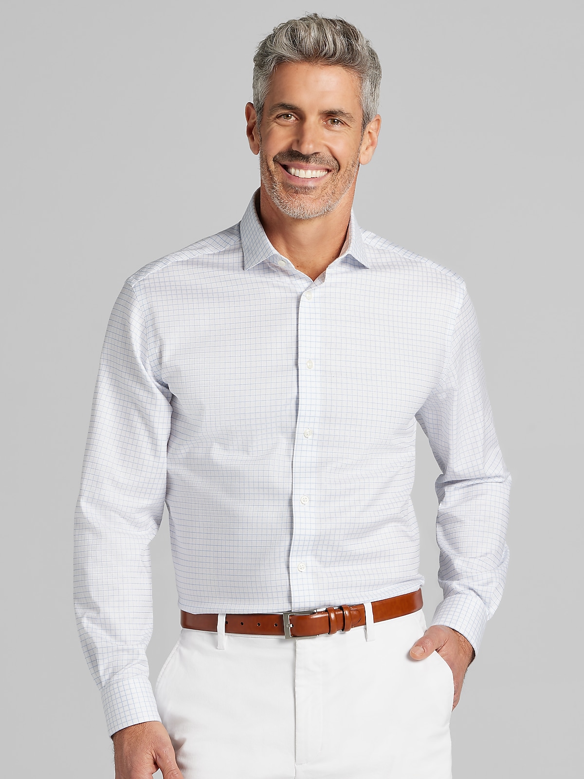 Pronto Uomo Classic Fit Herringbone Dress Shirt, Blue - Big & Tall - Size:  18 32/33 | Dress Shirts | Men's Wearhouse