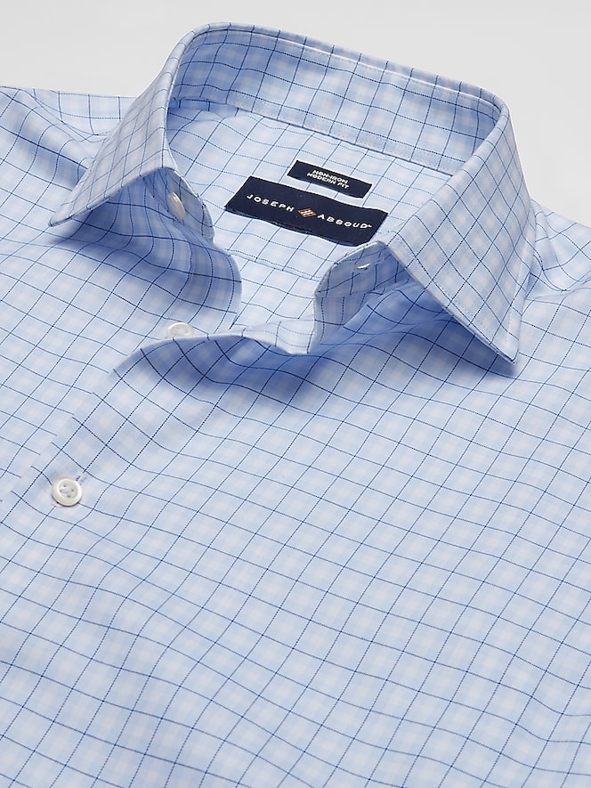 Joseph Abboud Modern Fit 100% Cotton Plaid Spread Collar Dress Shirt