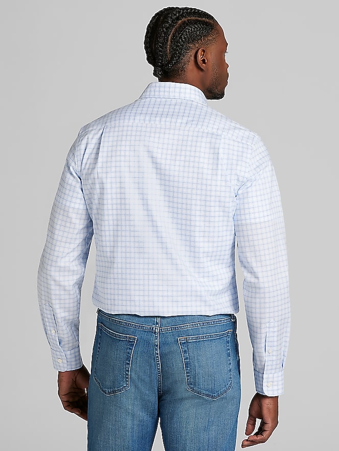 Joseph Abboud Modern Fit 100% Cotton Plaid Spread Collar Dress Shirt