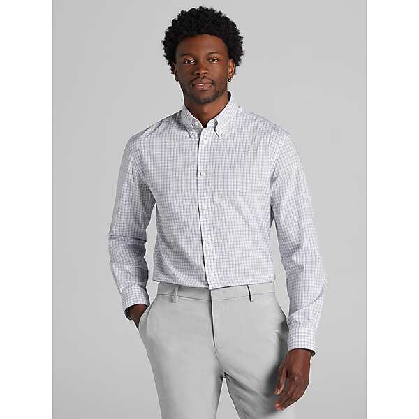 Joseph Abboud Big & Tall Men's Classic Fit Plaid Dress Shirt Grey - Size: 19 36/37