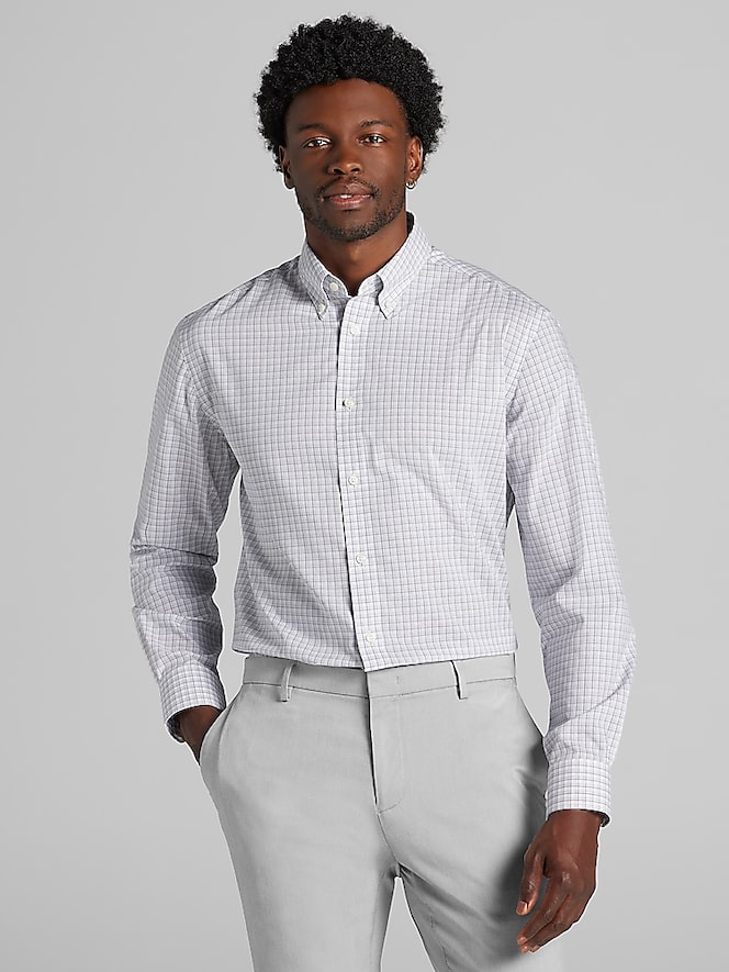 Joseph Abboud Classic Fit 100% Cotton Plaid Dress Shirt