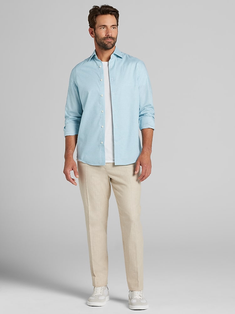 Joseph Abboud Modern Fit Check Dress Shirt, Aqua - Green | Men's Wearhouse