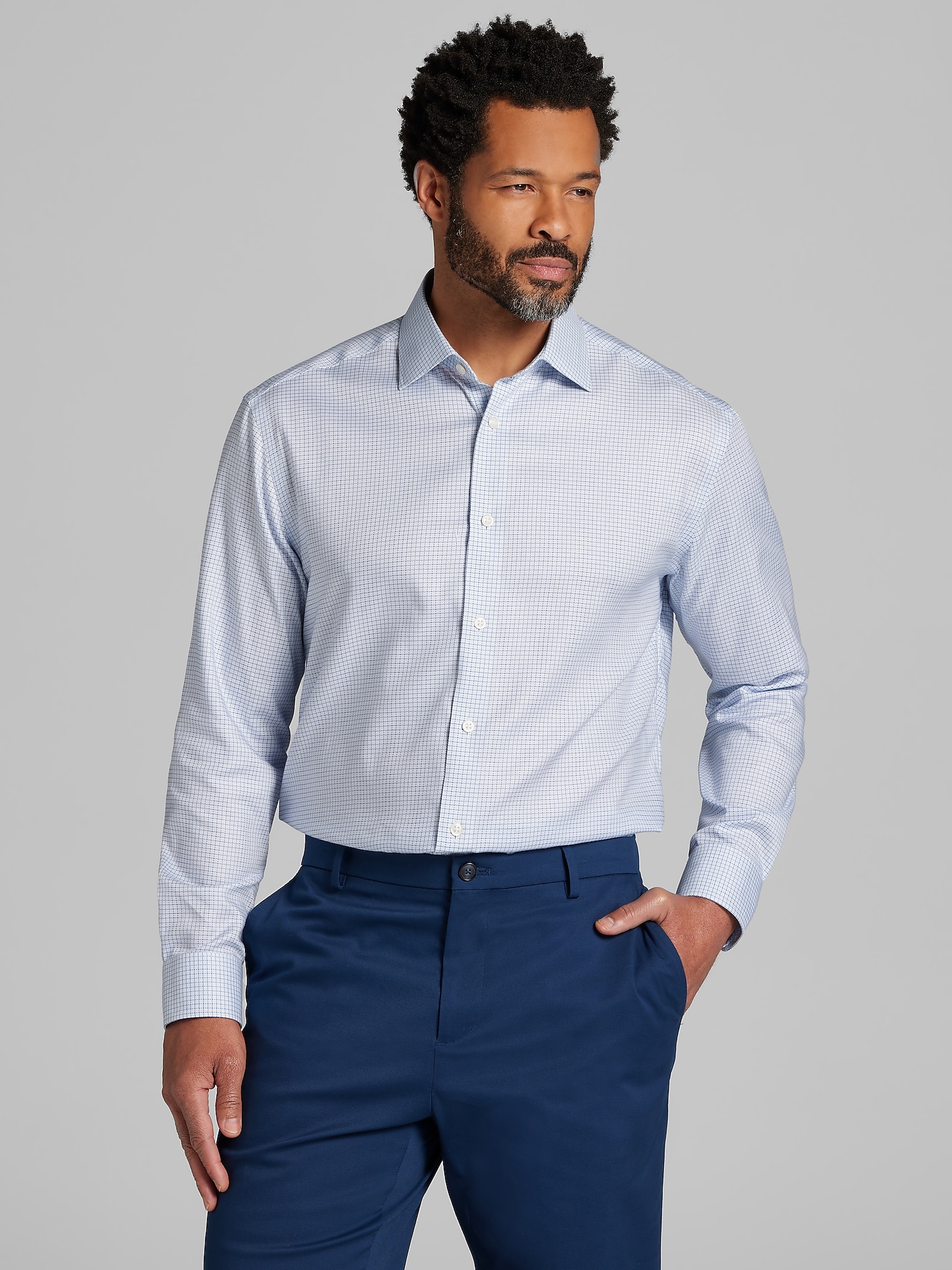 Joseph Classic Fit 100% Cotton Dress Shirt (Blue)