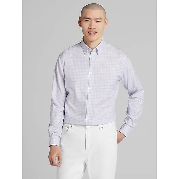 Joseph Abboud Big & Tall Men's Modern Fit Tattersall Dress Shirt Purple - Size: 17 1/2 36/37