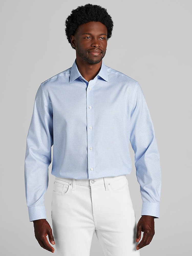 Joseph Abboud Classic Fit Plaid Dress Shirt, Lt Blue | Men's Wearhouse