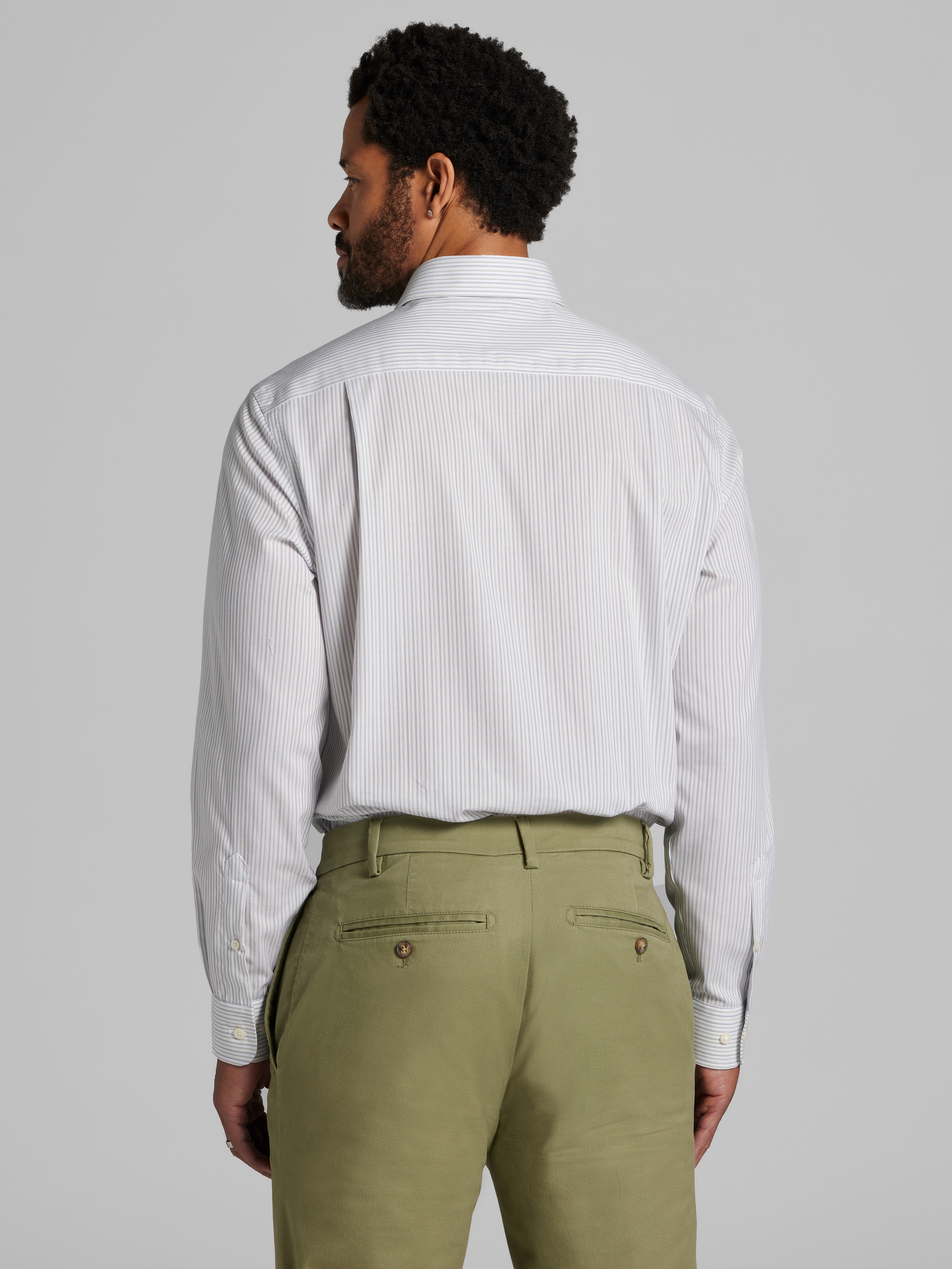 Modern Fit 100% Cotton Stripe Dress Shirt