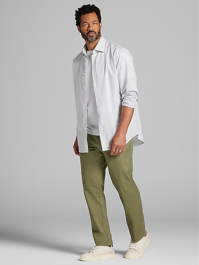 Joseph Abboud Modern Fit 100% Cotton Stripe Dress Shirt