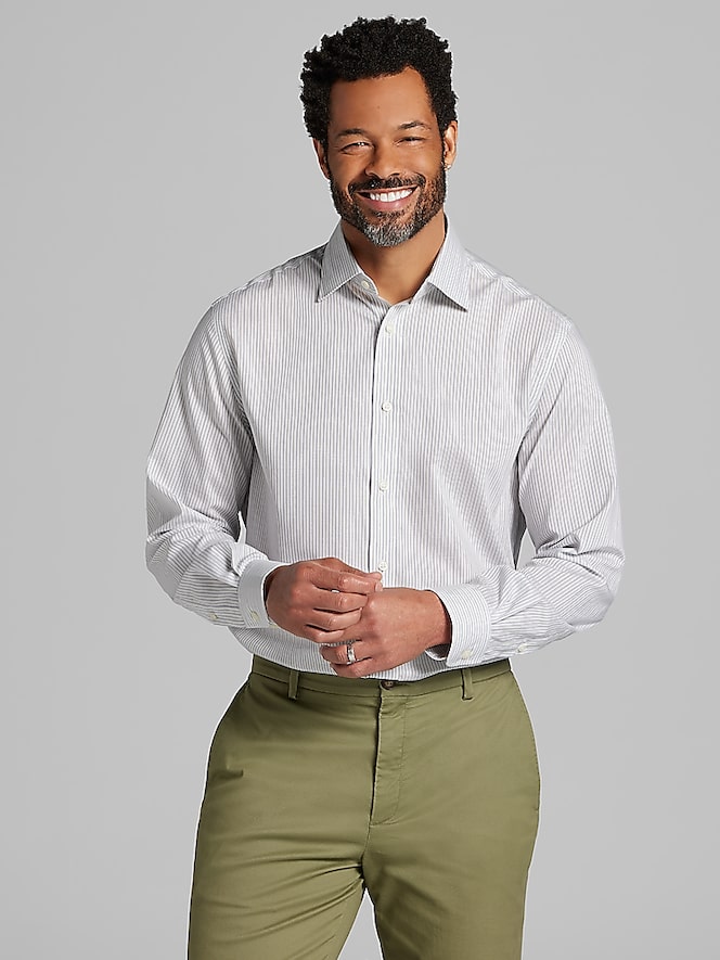 Joseph Abboud Modern Fit 100% Cotton Stripe Dress Shirt
