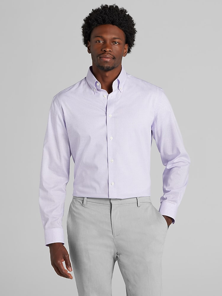 Joseph Abboud Classic Fit Mini Check Dress Shirt, Purple | Dress Shirts |  Men's Wearhouse