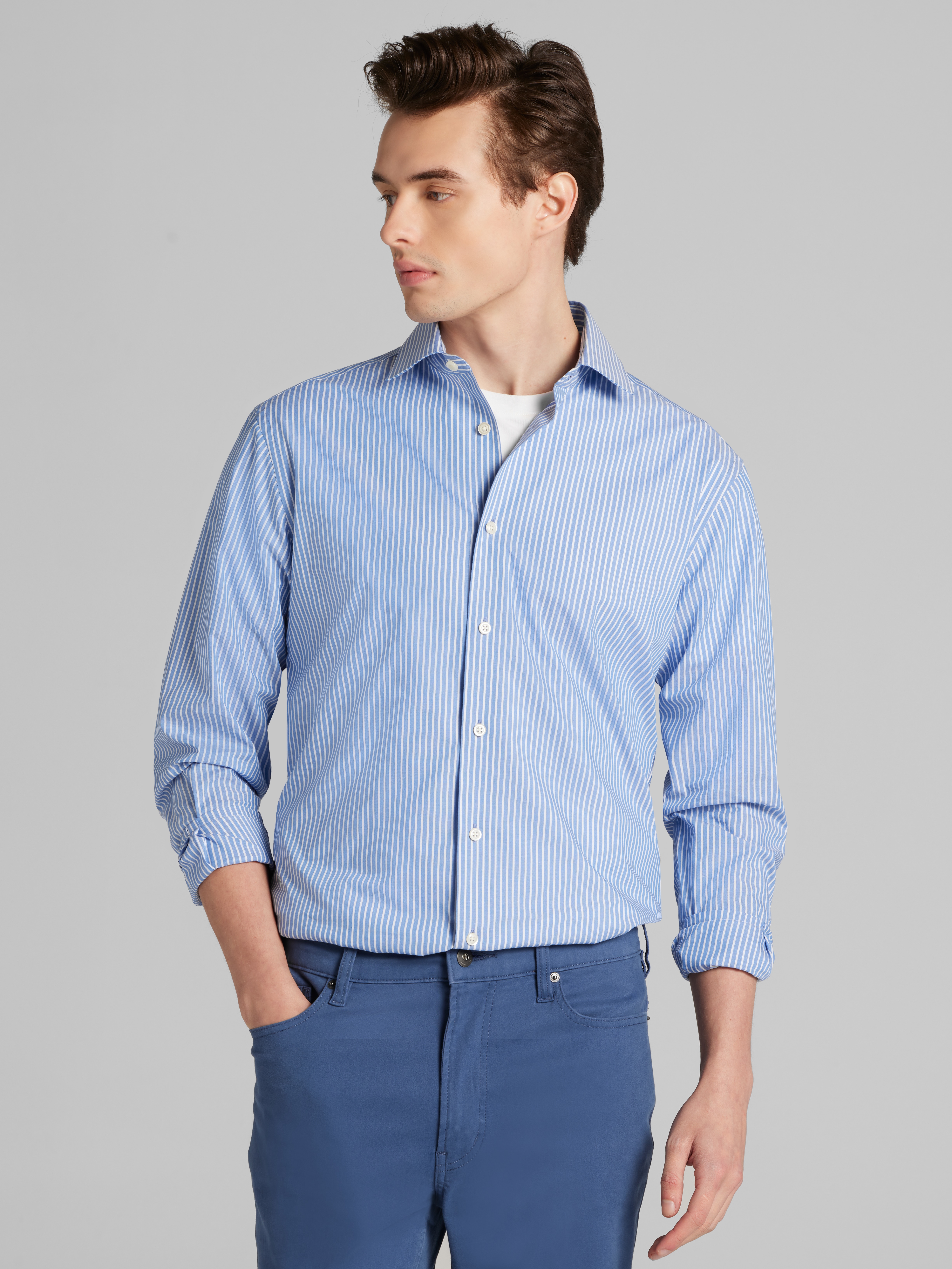 Slim Fit Stripe Dress Shirt