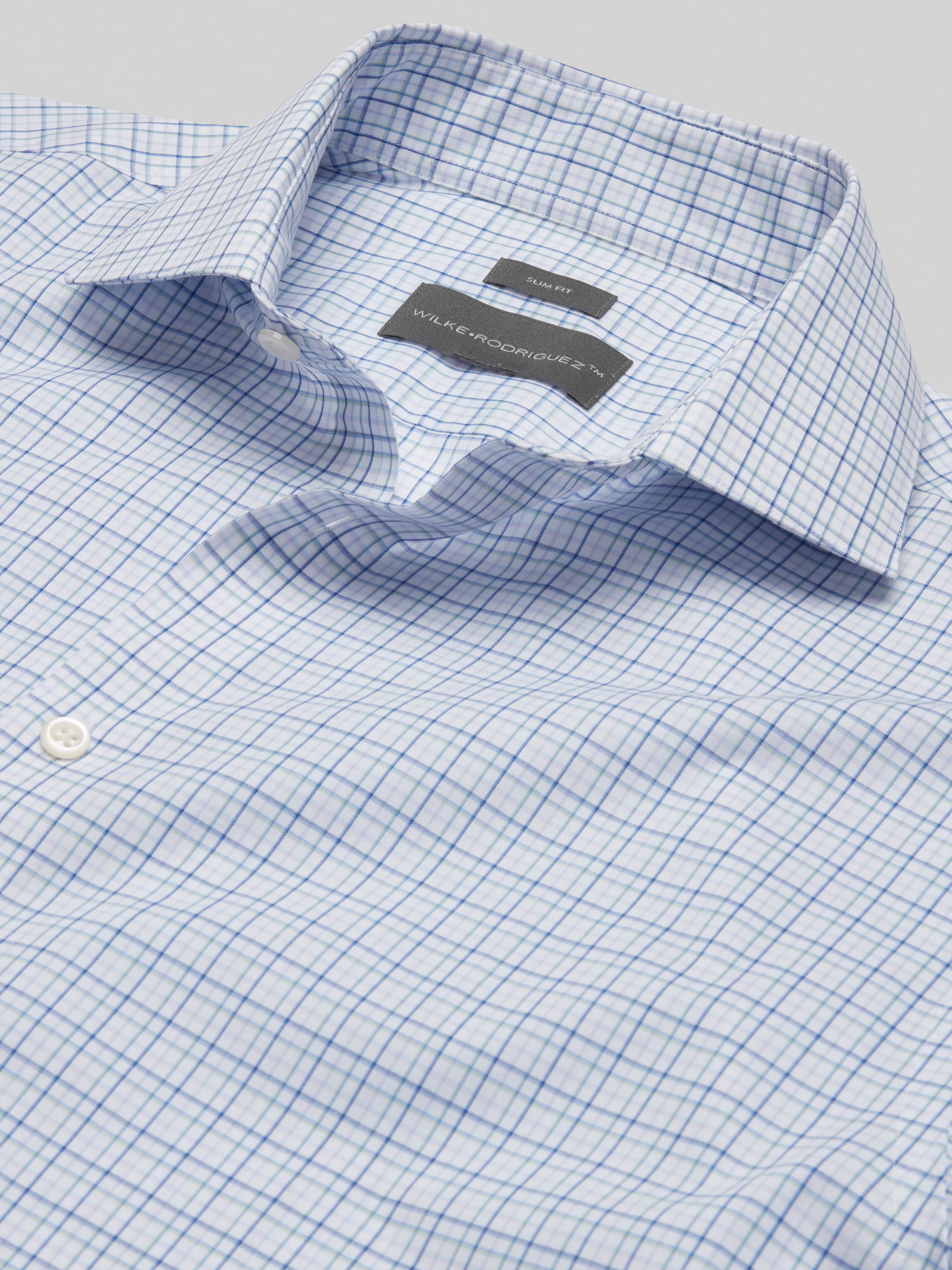 Slim Fit Offset Plaid Dress Shirt