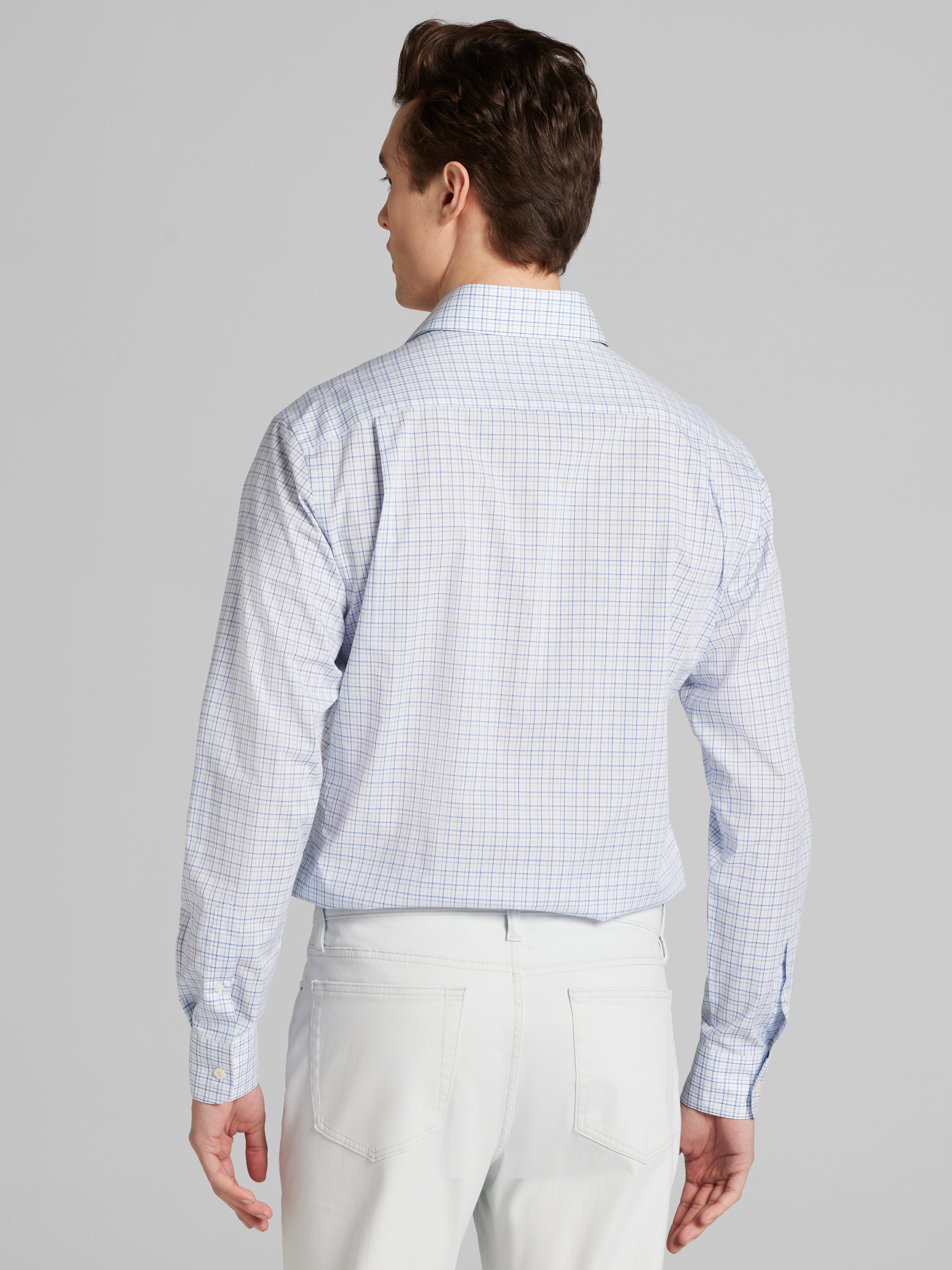 Slim Fit Offset Plaid Dress Shirt