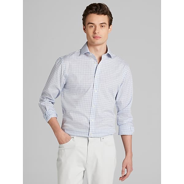Wilke-Rodriguez Men's Slim Fit Offset Plaid Dress Shirt Blue/Green - Size: 16 1/2 34/35 TMW59BW65538