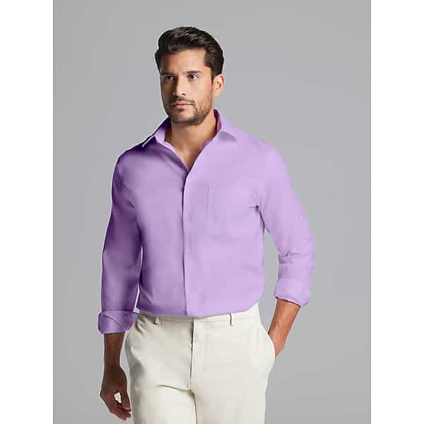 Joseph Abboud Big & Tall Men's Modern Fit Wrinkle-Resistant 100% Cotton Dress Shirt Lavender - Size: 18 1/2 36/37 TMW59T285713