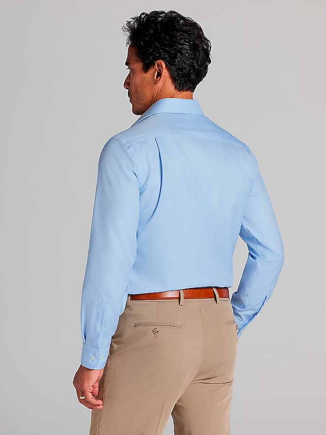 Joseph Abboud Modern Fit Wrinkle-Resistant 100% Cotton Dress Shirt, Blue - Image 4 of 9