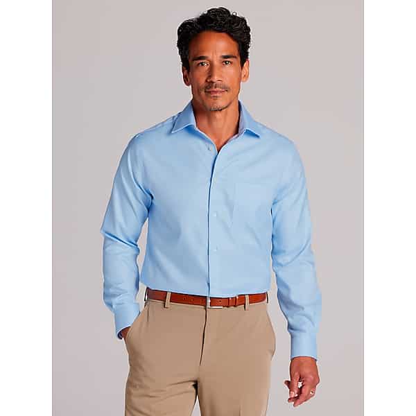 Joseph Abboud Men's Modern Fit Wrinkle-Resistant 100% Cotton Dress Shirt Blue - Size: 17 1/2 34/35