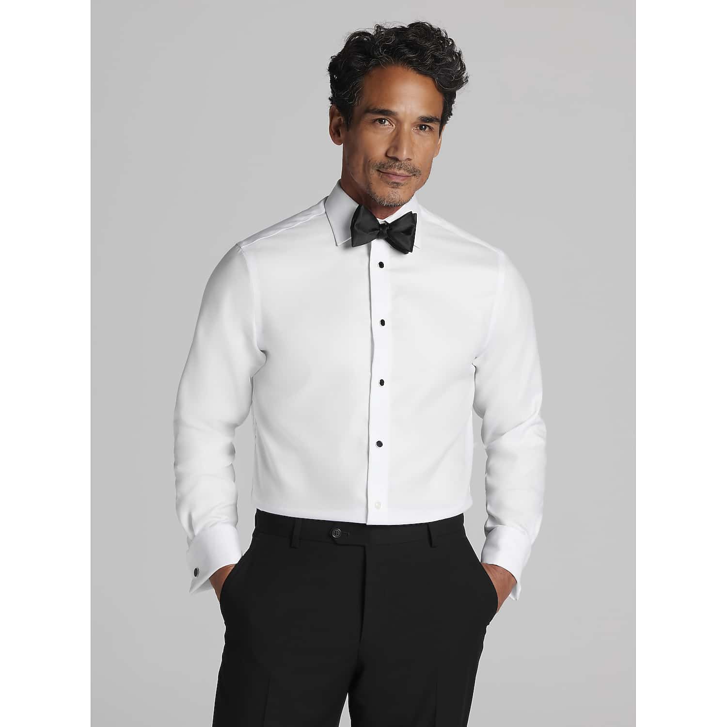 Joseph Abboud Modern Fit Tuxedo White French Cuff Dress Shirt – Non-Iron Formal Men’s Shirt, Size 16 34/35