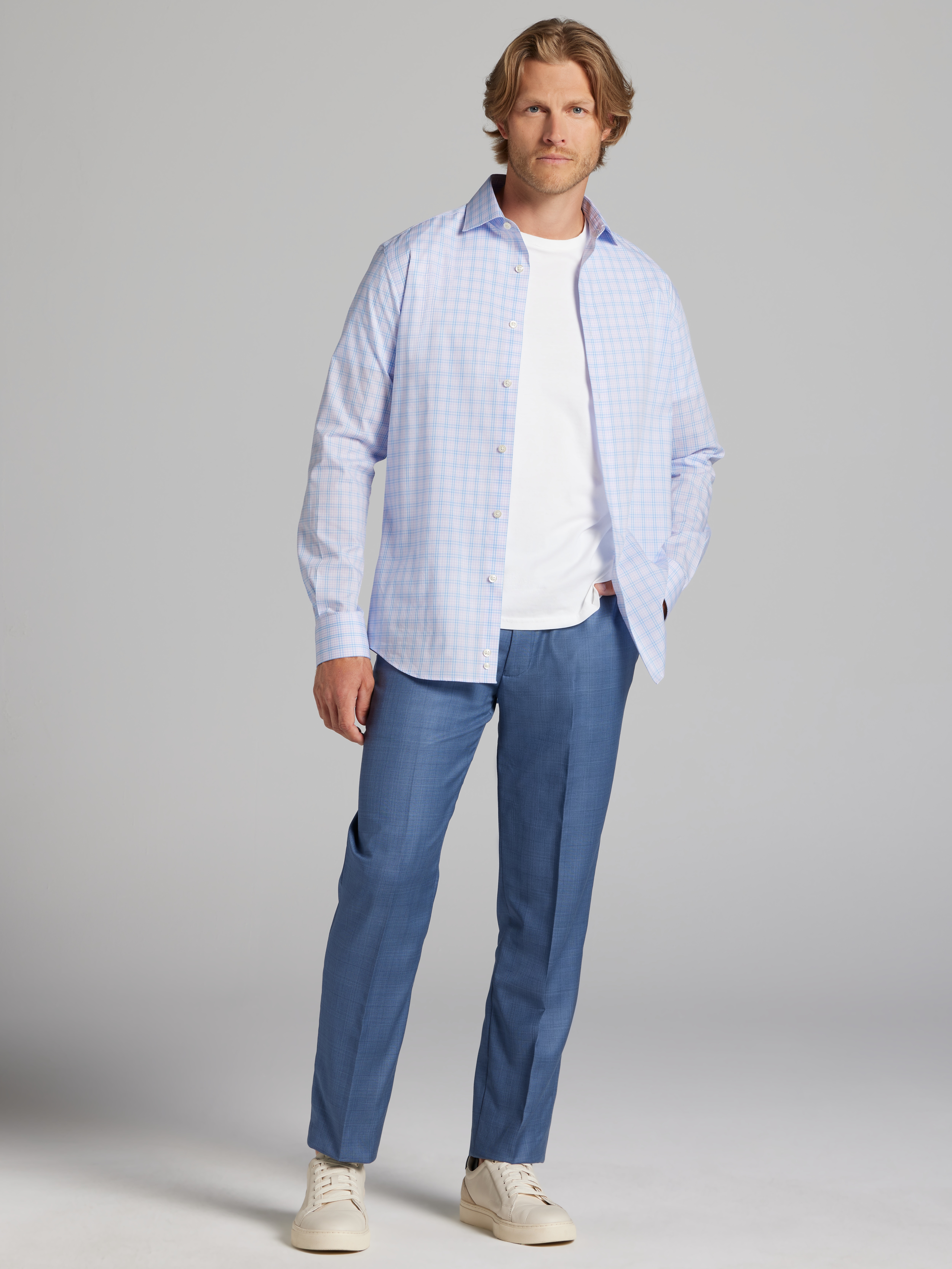 Slim Fit Tattersall Plaid Dress Shirt