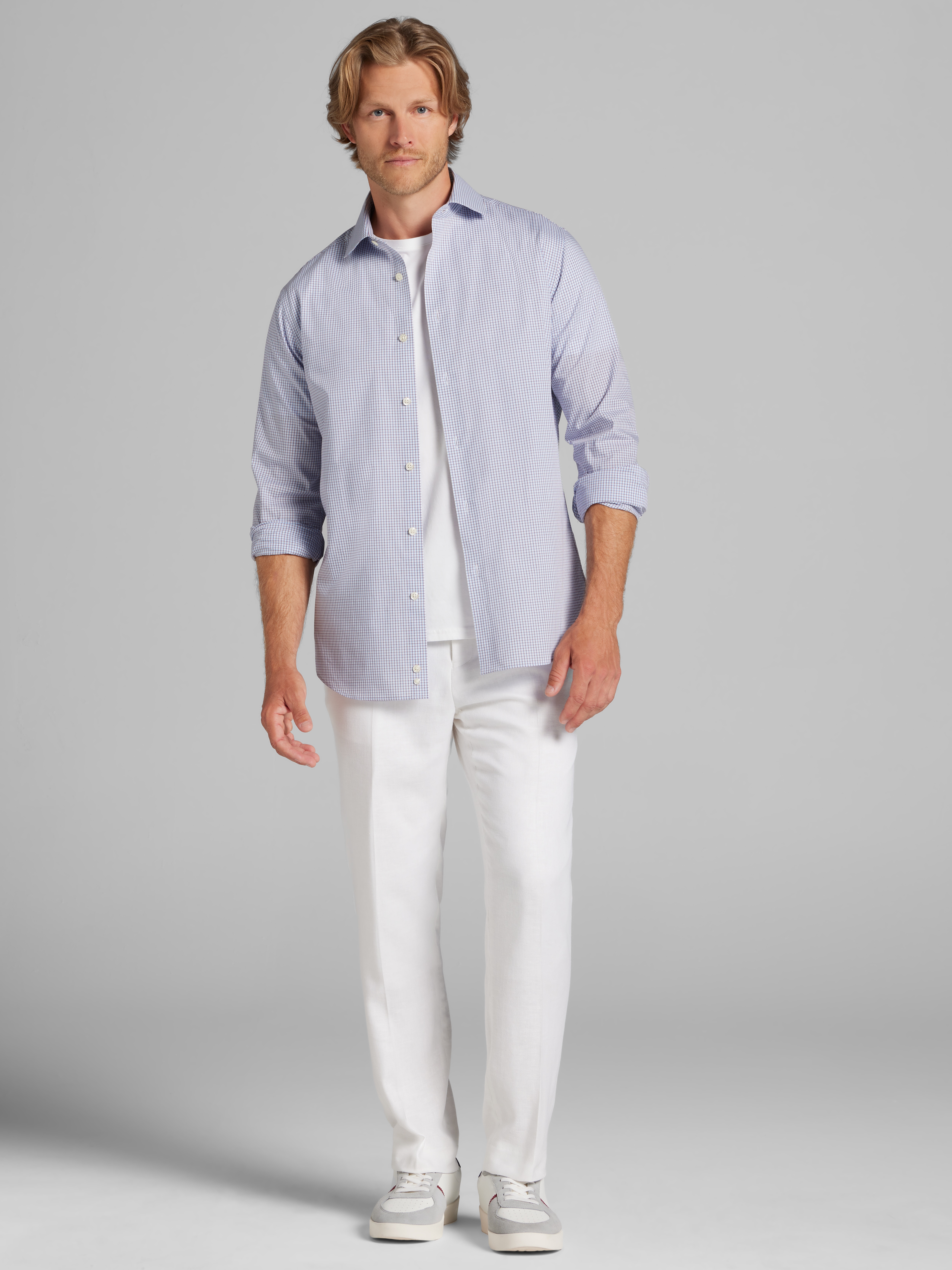 Slim Fit Mini Grid Dress Shirt