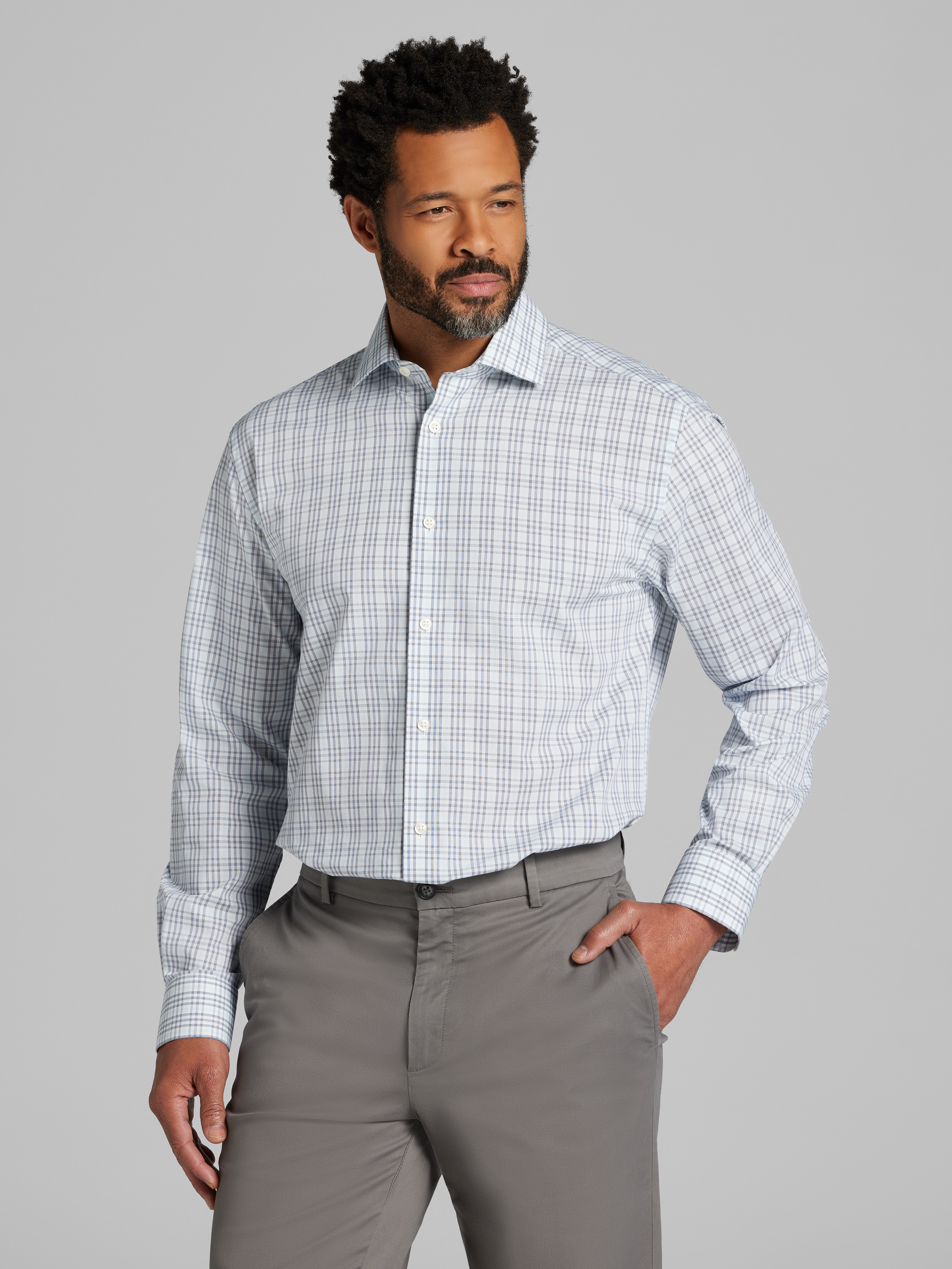 Classic Fit Tattersall Plaid Dress Shirt