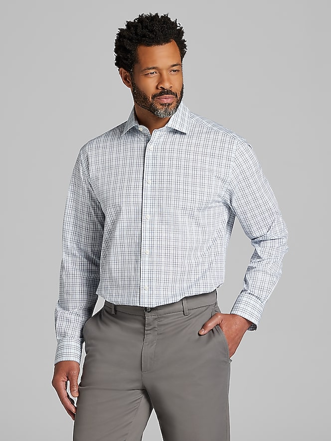Wilke-Rodriguez Classic Fit Tattersall Plaid Dress Shirt