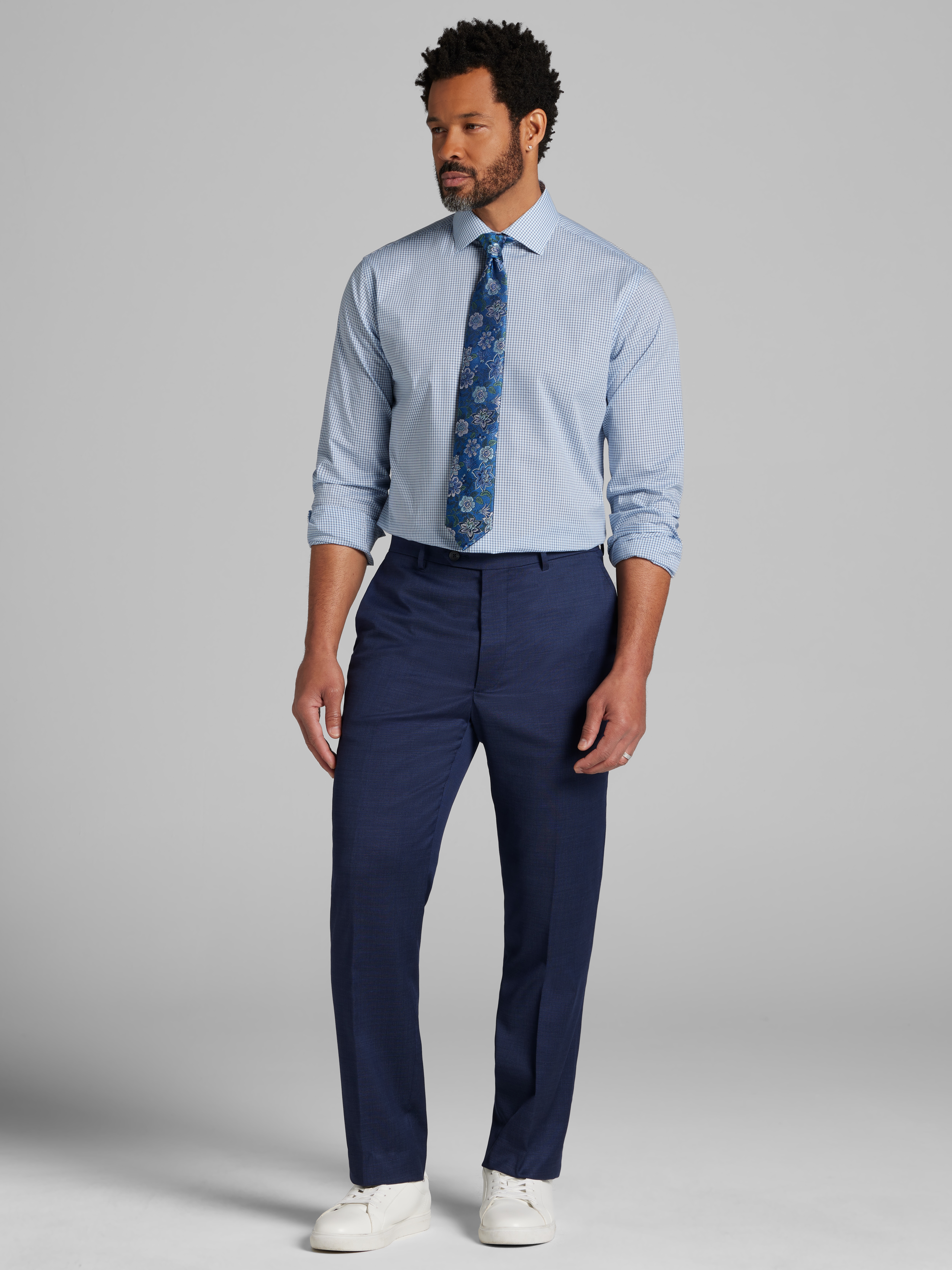 Modern Fit Mini Grid Dress Shirt