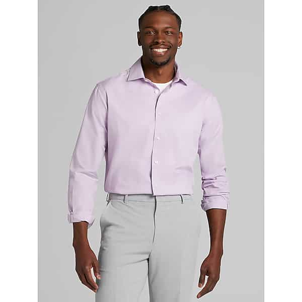 Wilke-Rodriguez Big & Tall Men's Modern Fit Gingham Dress Shirt Purple - Size: 17 1/2 36/37 TMW5ABH75749