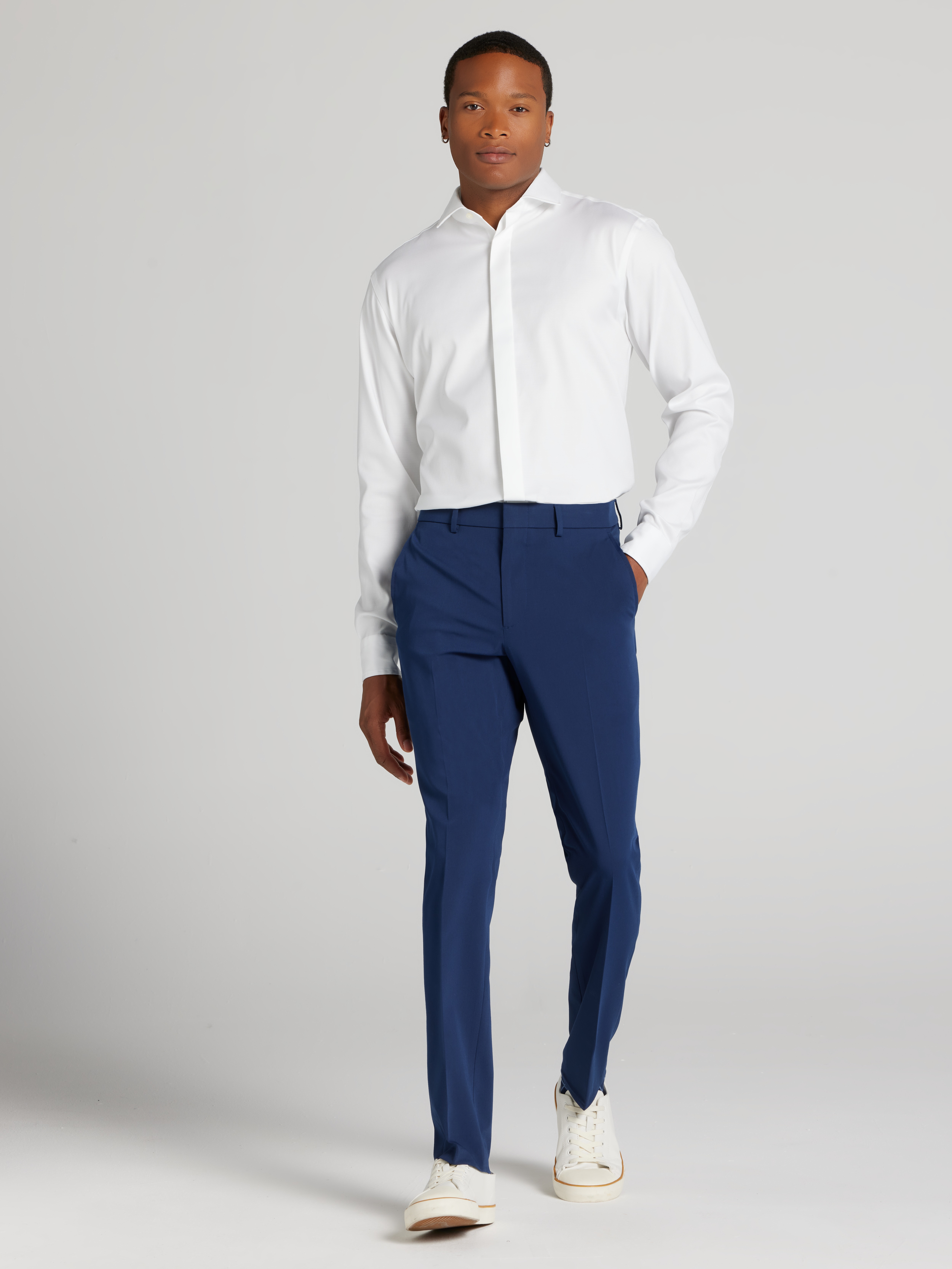 Slim Fit Covered Placket Dress Shirt