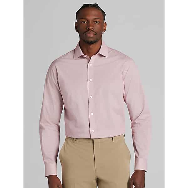 Wilke-Rodriguez Men's Modern Fit Mini Check Dress Shirt Red - Size: 17 1/2 32/33 TMW5ABR75324