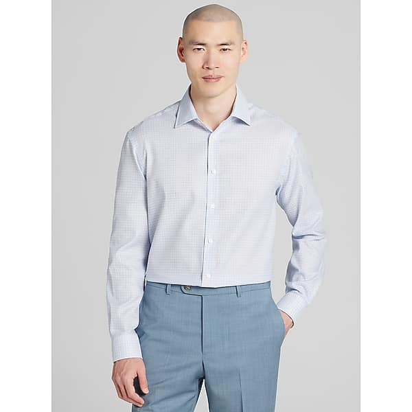 Joseph Abboud Men's Classic Fit Plaid Dress Shirt Blue/Navy - Size: 17 1/2 32/33