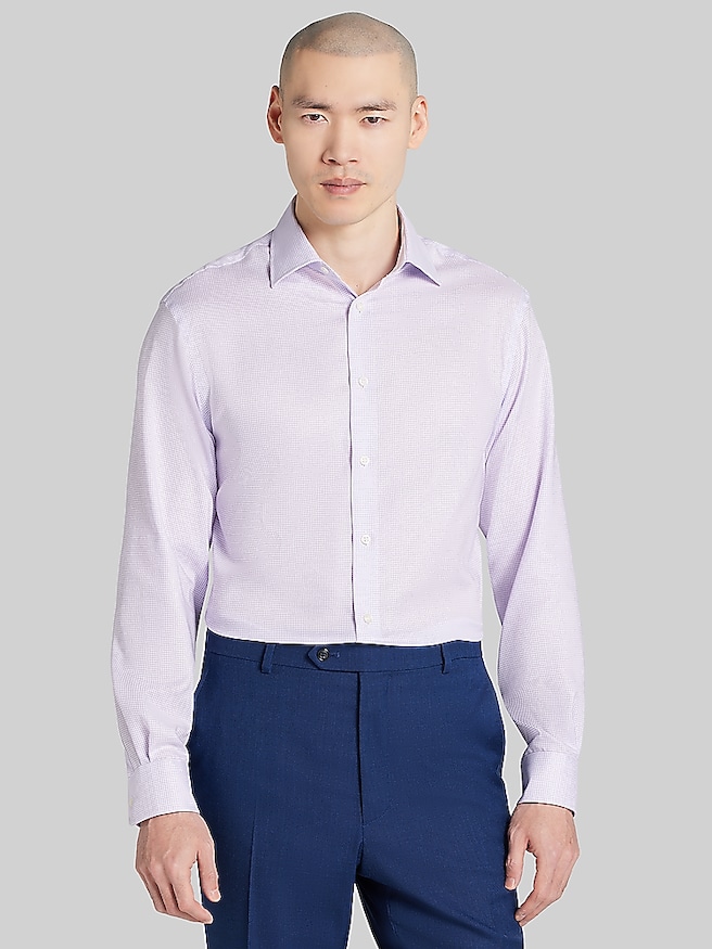 Men's Classic Fit Mini Check Dress Shirt