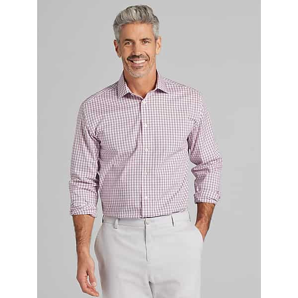 Wilke-Rodriguez Big & Tall Men's Classic Fit Plaid Dress Shirt Red - Size: 18 34/35 TMW5B0980524