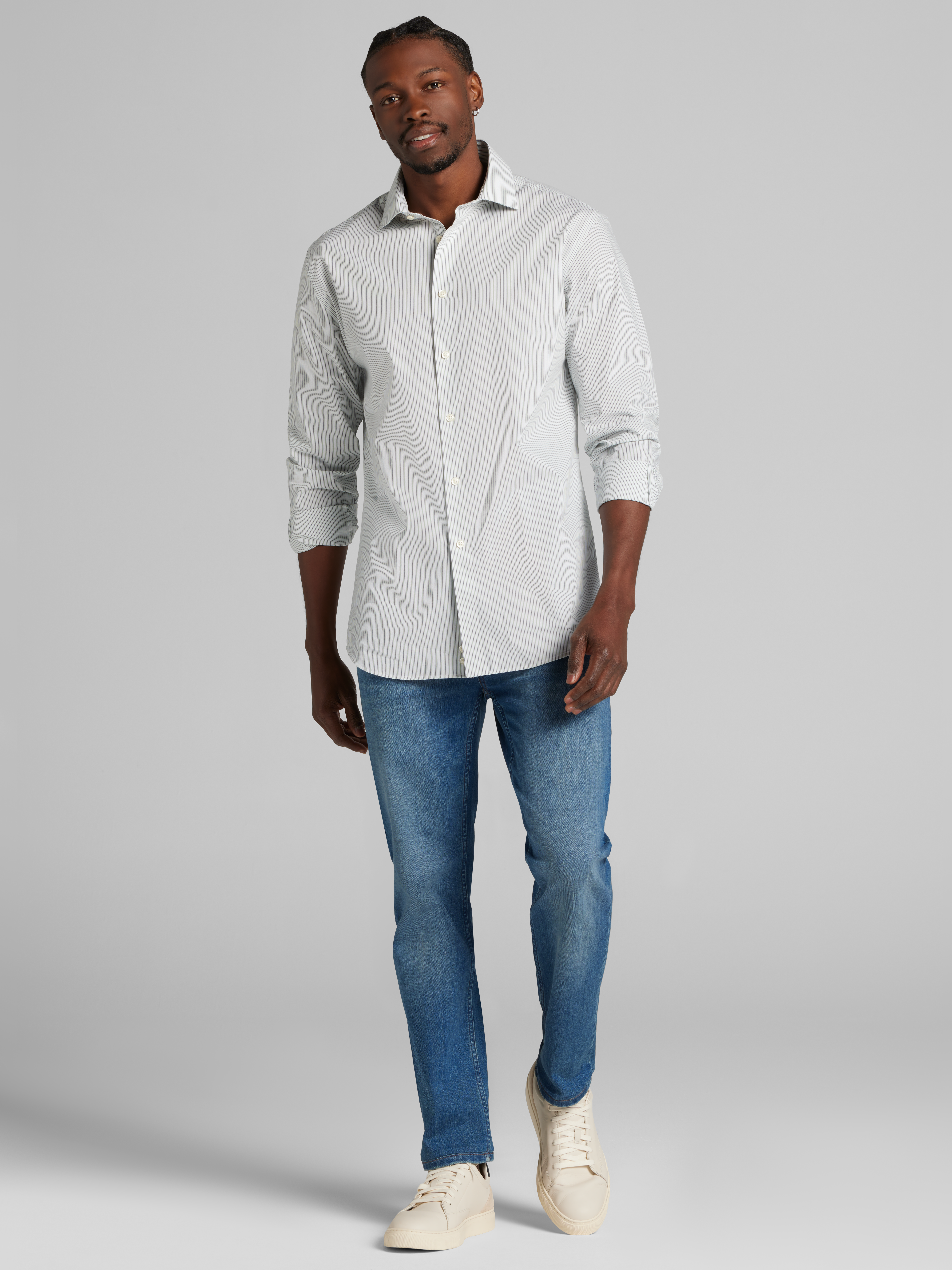 Classic Fit Fine Line Stripe Dress Shirt