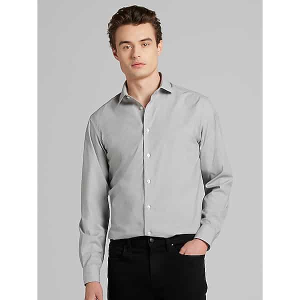 Awearness Kenneth Cole Men's Slim Fit Ultra Performance Stretch Dress Shirt Grey - Size: 15 1/2 34/35