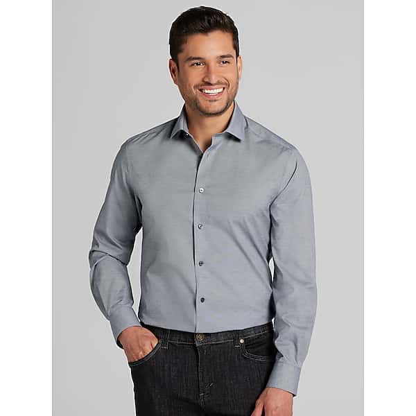 Awearness Kenneth Cole Men's Slim Fit Stretch Dress Shirt Navy - Size: 18 1/2 34/35 TMW5B0U85581