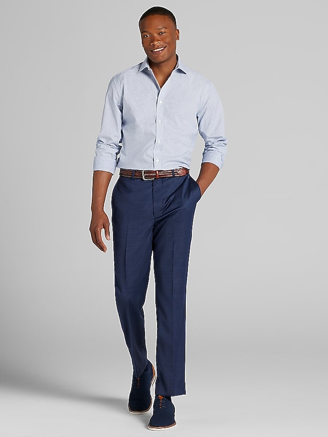 Awearness Kenneth Cole Slim Fit Ultra Performance Stretch Plaid Dress Shirt