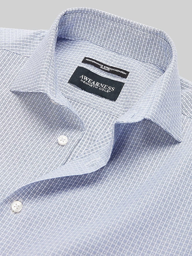 Awearness Kenneth Cole Slim Fit Ultra Performance Stretch Plaid Dress Shirt