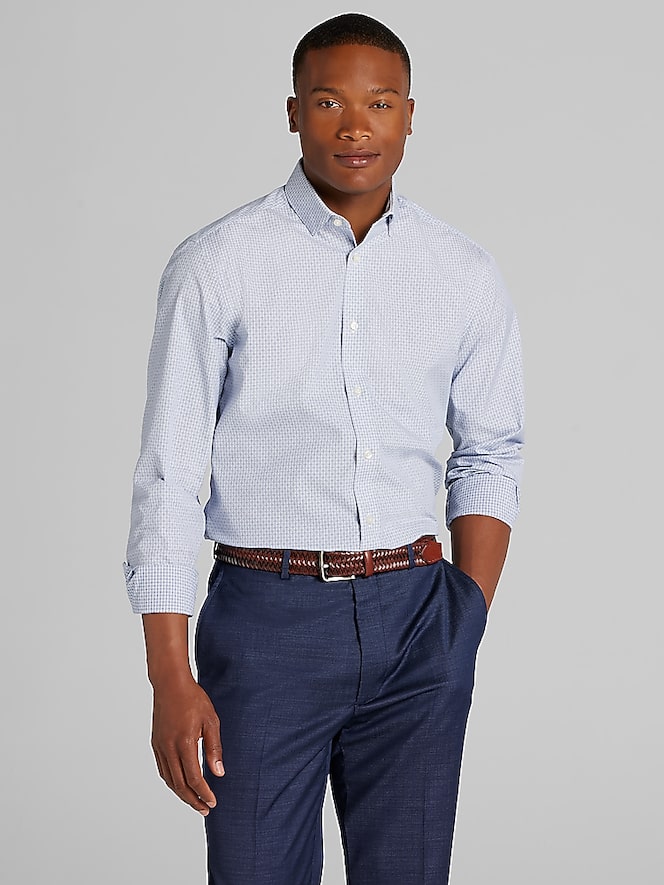 Awearness Kenneth Cole Slim Fit Ultra Performance Stretch Plaid Dress Shirt