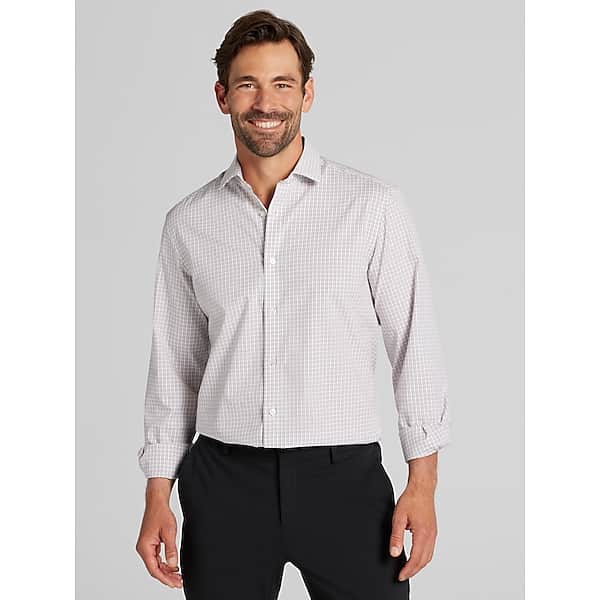 Awearness Kenneth Cole Men's Slim Fit Stretch Plaid Dress Shirt Blush - Size: 20 34/35 TMW5B1500545
