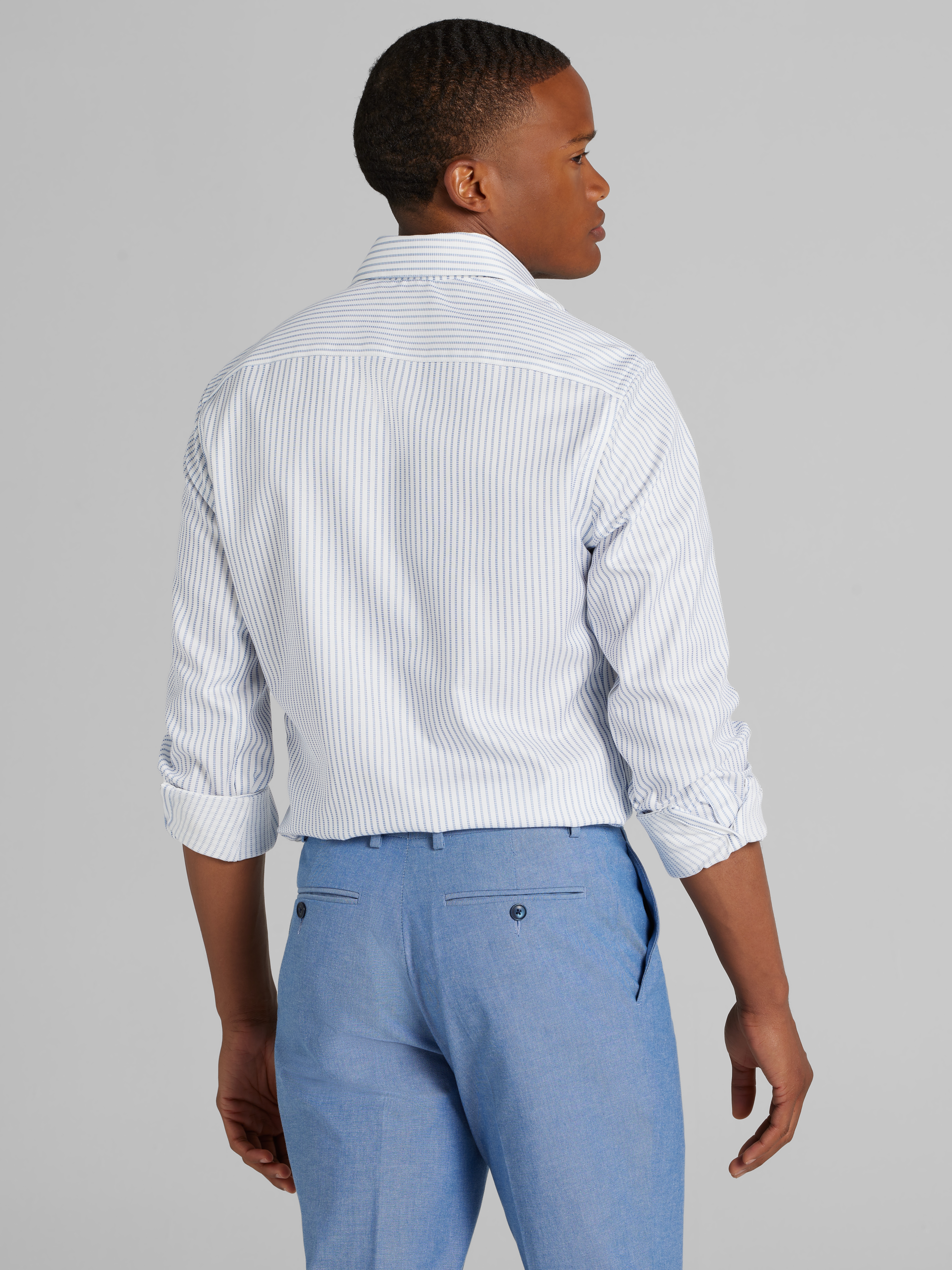 Slim Fit Ultra Performance Stretch Textured Stripe Dress Shirt