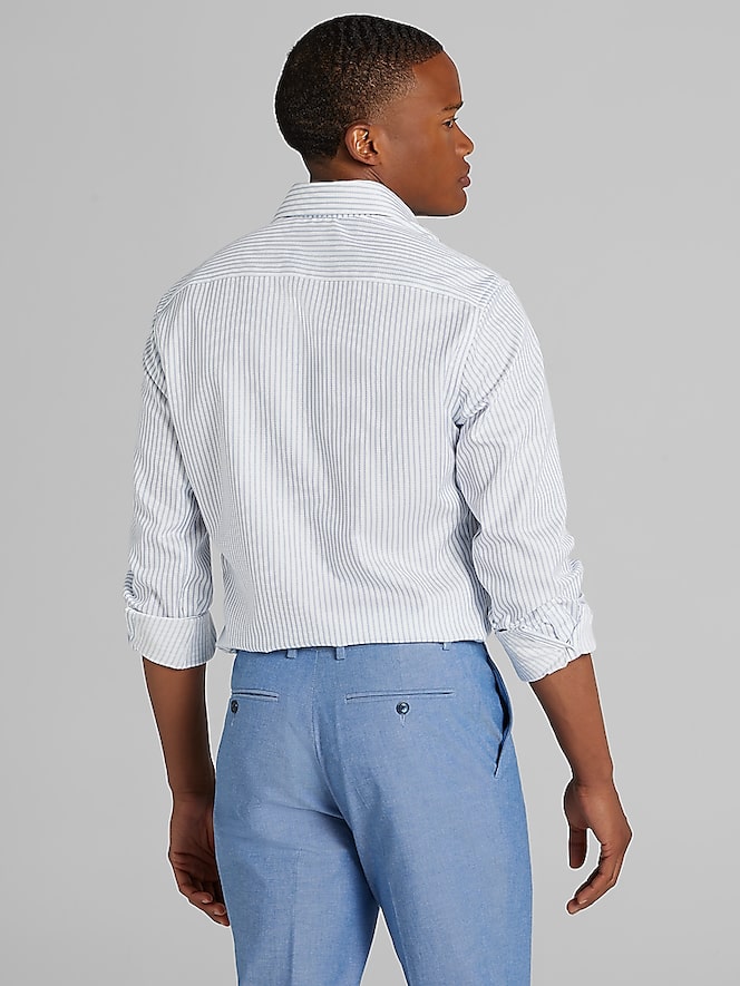 Awearness Kenneth Cole Slim Fit Ultra Performance Stretch Textured Stripe Dress Shirt