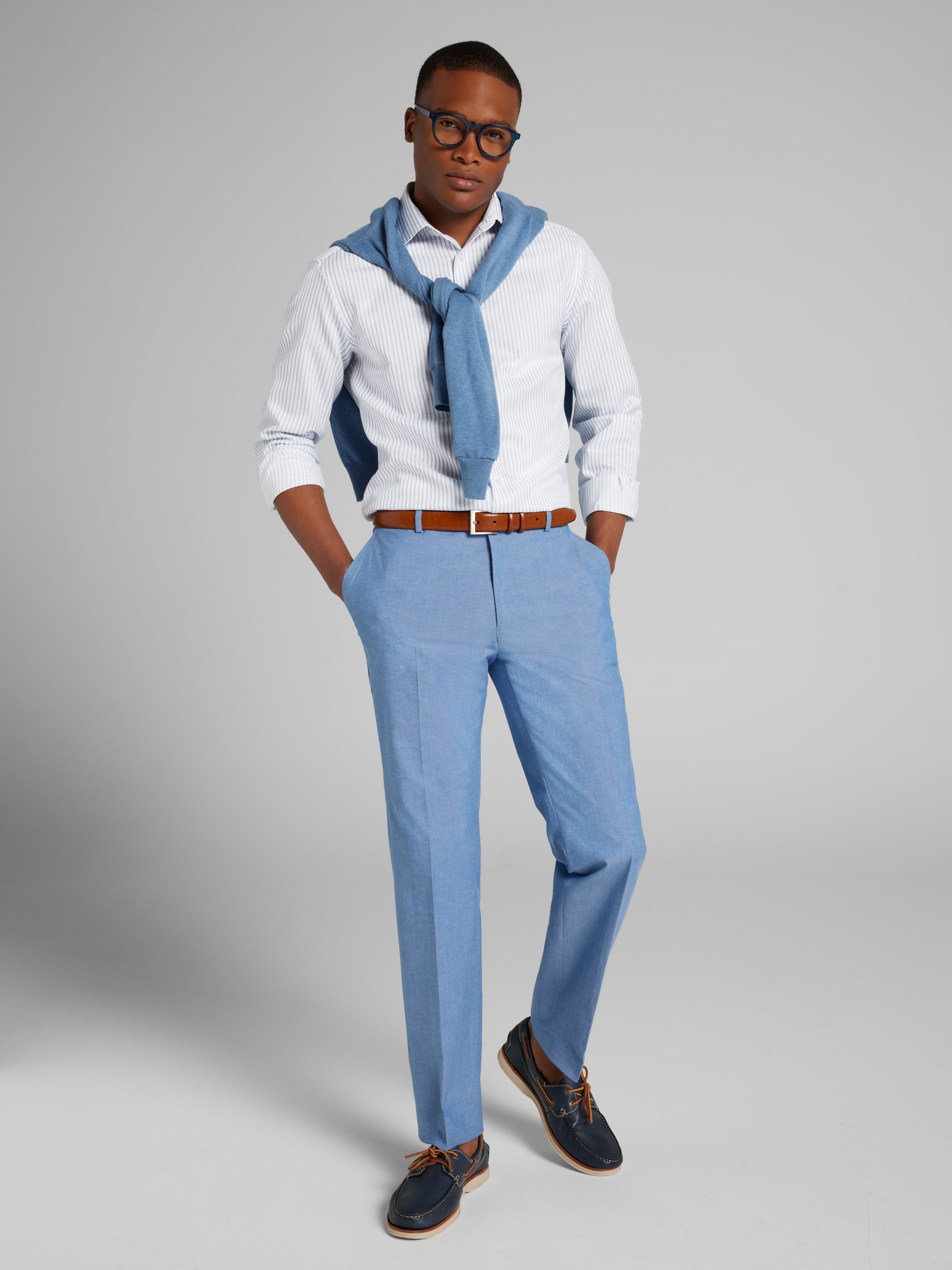 Slim Fit Ultra Performance Stretch Textured Stripe Dress Shirt