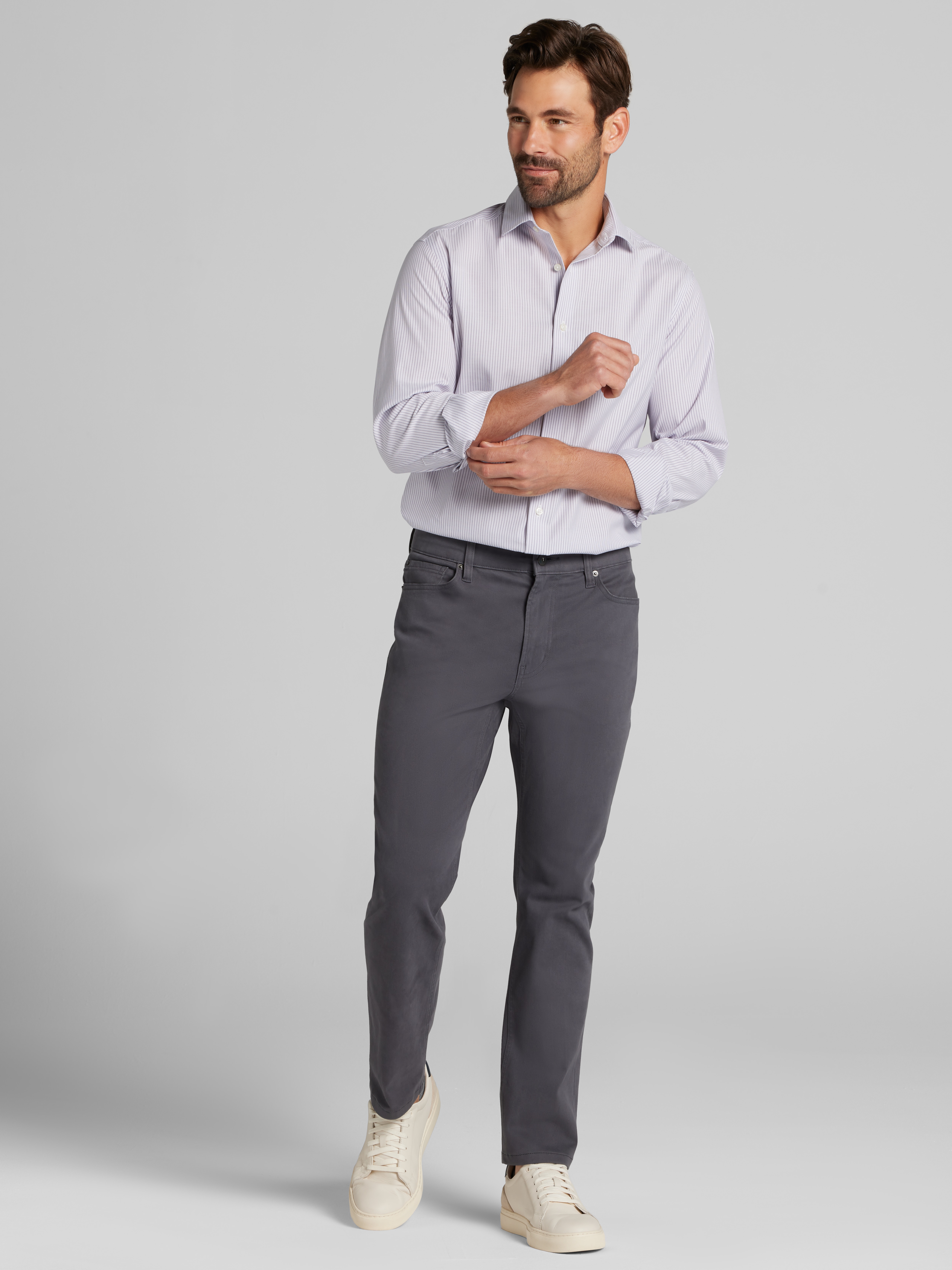 Slim Fit Ultra Performance Stretch Multistripe Dress Shirt
