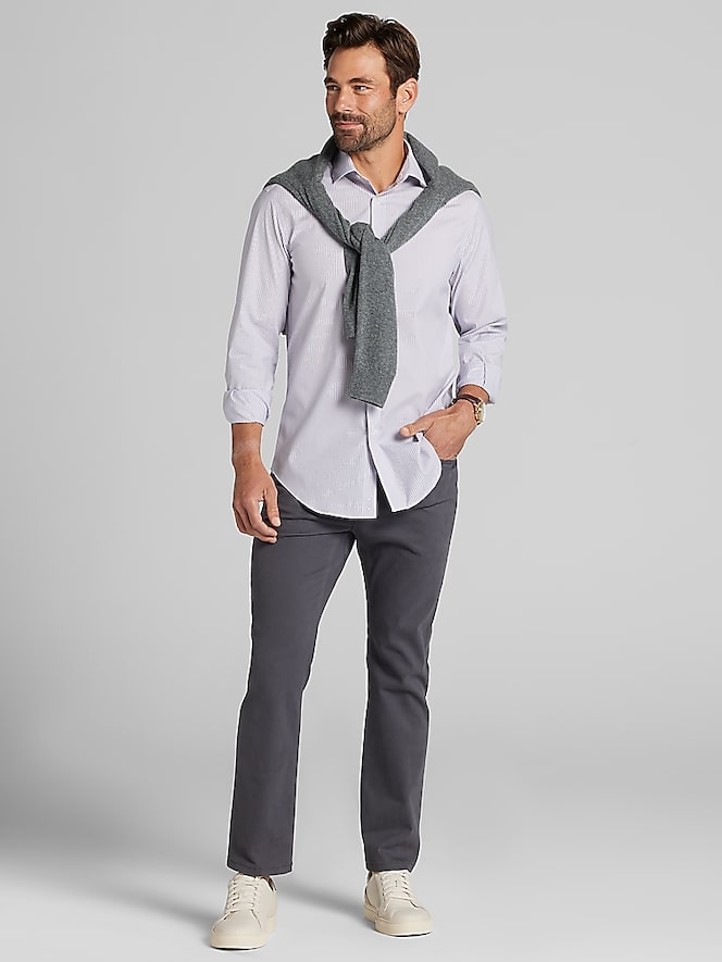 Awearness Kenneth Cole Slim Fit Ultra Performance Stretch Multistripe Dress Shirt