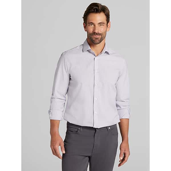 Awearness Kenneth Cole Men's Slim Fit Ultra Performance Stretch Multistripe Dress Shirt Purple